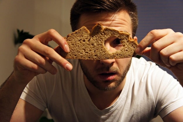 Close-up of a person mindfully chewing a bite of whole-grain bread, focusing on the texture and flavor as they savor the moment, emphasizing the sensory experience of mindful eating.