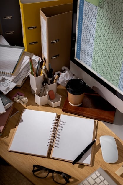 A cluttered desk with papers and items scattered around, contrasted with an organized desk with only essential items, illustrating the difference between mental clutter and mental clarity.