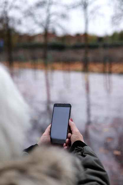 A close-up shot of a smartphone displaying a notification overload, contrasted with blurred background of peaceful nature.