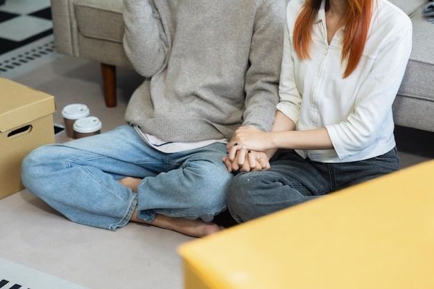 Two people sitting closely, one comforting the other with a gentle hand on their shoulder, illustrating a moment of empathetic support and understanding.