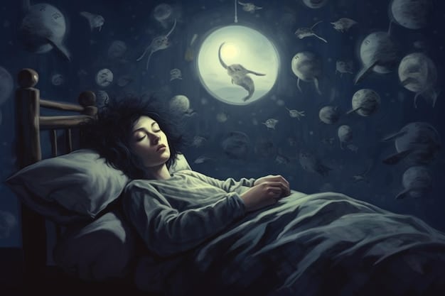 An illustration depicting the interconnectedness of sleep, stress, and overall well-being, with the word 