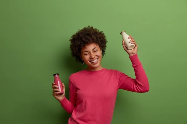 A person reaching for a colorful reusable water bottle, surrounded by fresh fruits and vegetables, emphasizing the importance of hydration and healthy choices.