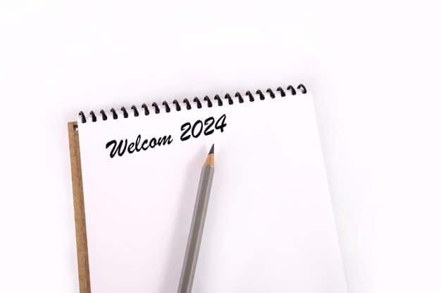 A digital calendar with different colors marking out days, next to a notepad with the phrase 
