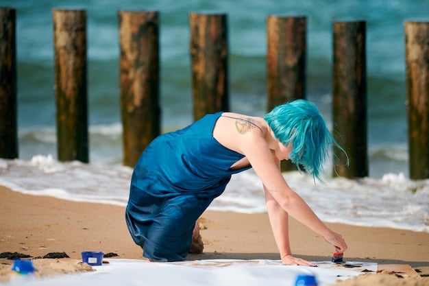 A person drawing a line in the sand on a beach, symbolizing the act of creating boundaries. The scene should depict a peaceful and assertive action.