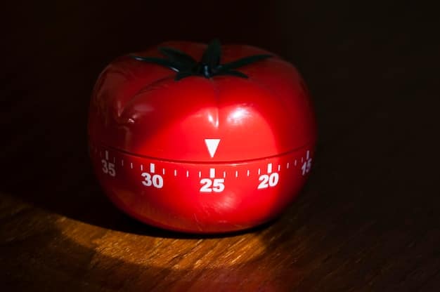A close-up shot of a kitchen timer set to 25 minutes, representing the Pomodoro Technique.