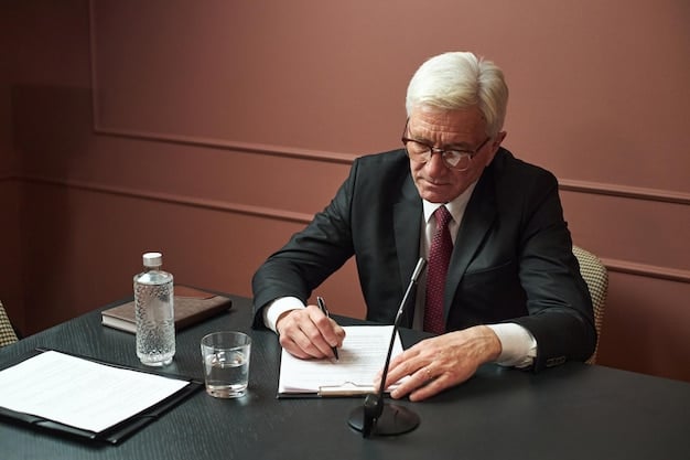 A professional-looking image of an elder law attorney sitting at a desk, reviewing legal documents with a concerned family member (adult son or daughter). The scene should convey a sense of empathy, knowledge, and the complexity of elder law issues.