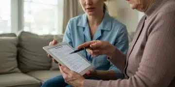 Accessing Free Legal Aid for Caregivers in the US 2025 Caregiver and senior reviewing legal documents for assistance.