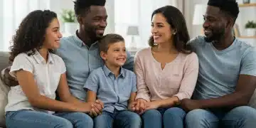 Happy family engaging in daily gratitude practice together