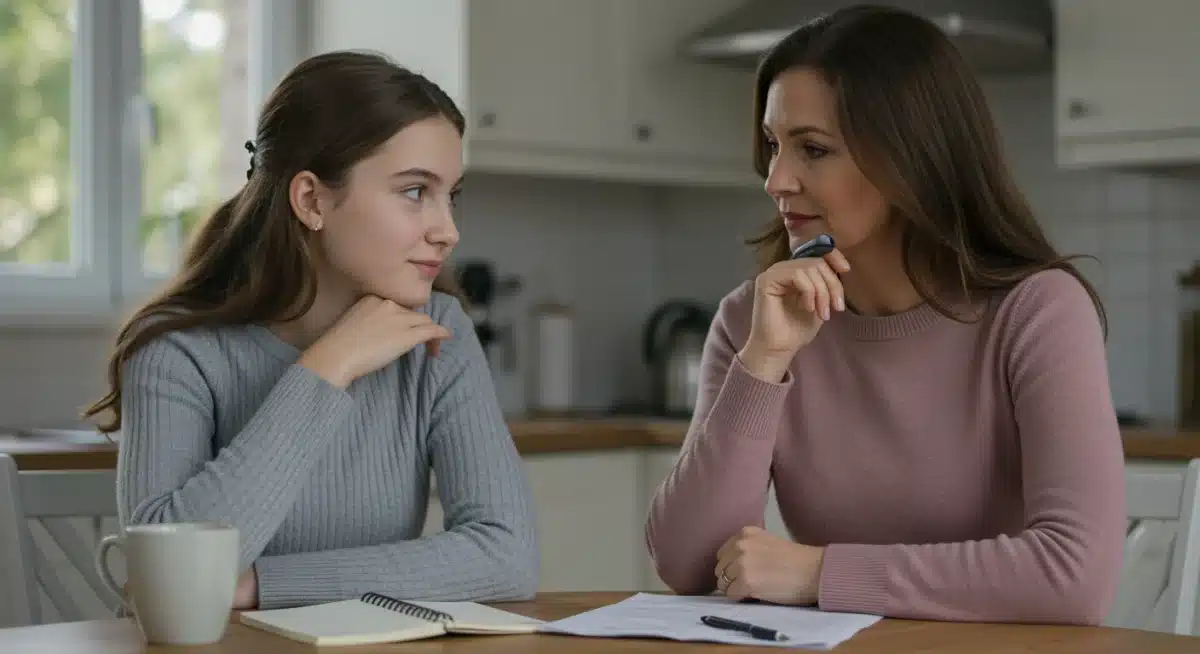 Mother and daughter engaging in deep, active listening at kitchen table