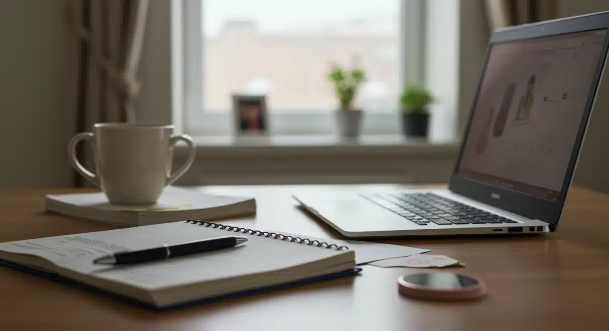 Organized home office for balanced work