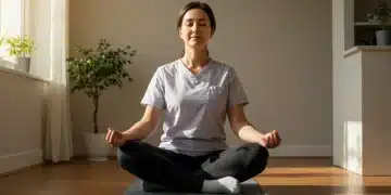 Caregiver meditating for work-life balance