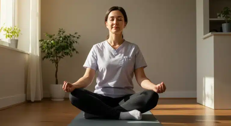 Caregiver meditating for work-life balance