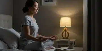 Caregiver practicing mindful breathing before sleep
