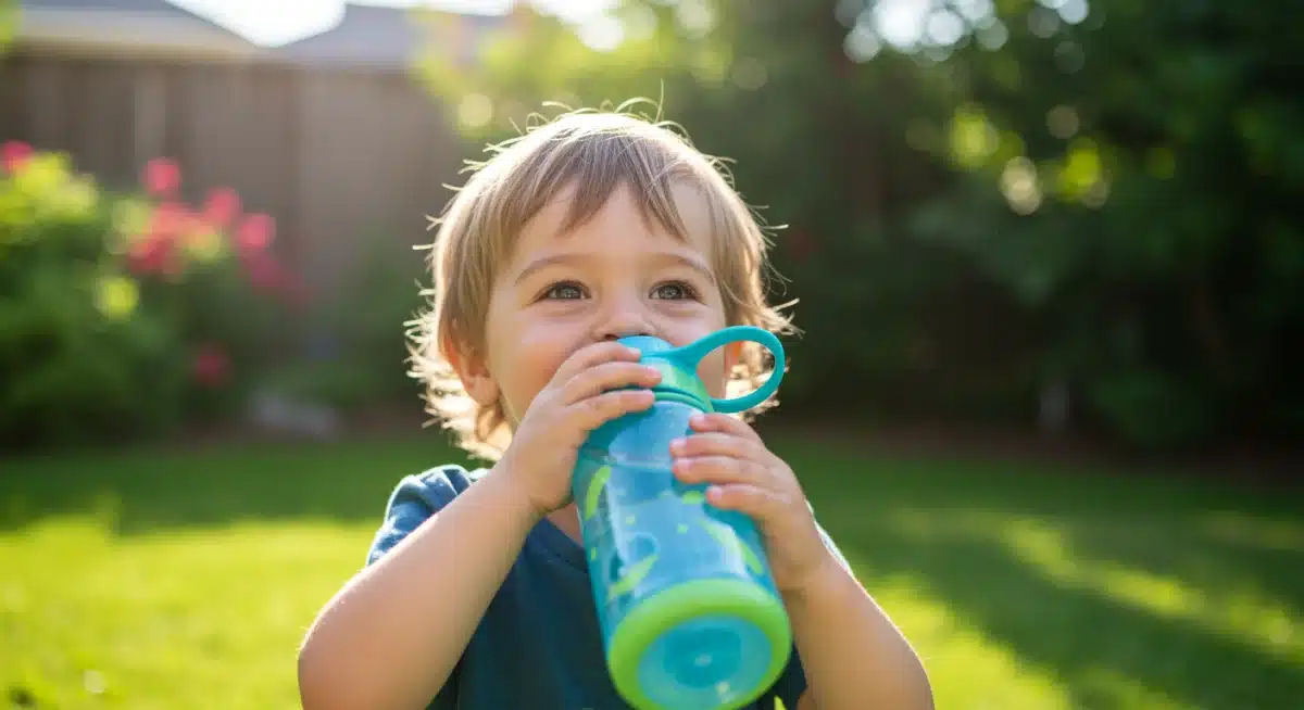 Child drinking water for hydration