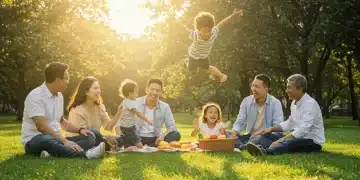 Family enjoying quality time outdoors, symbolizing work-life balance success.