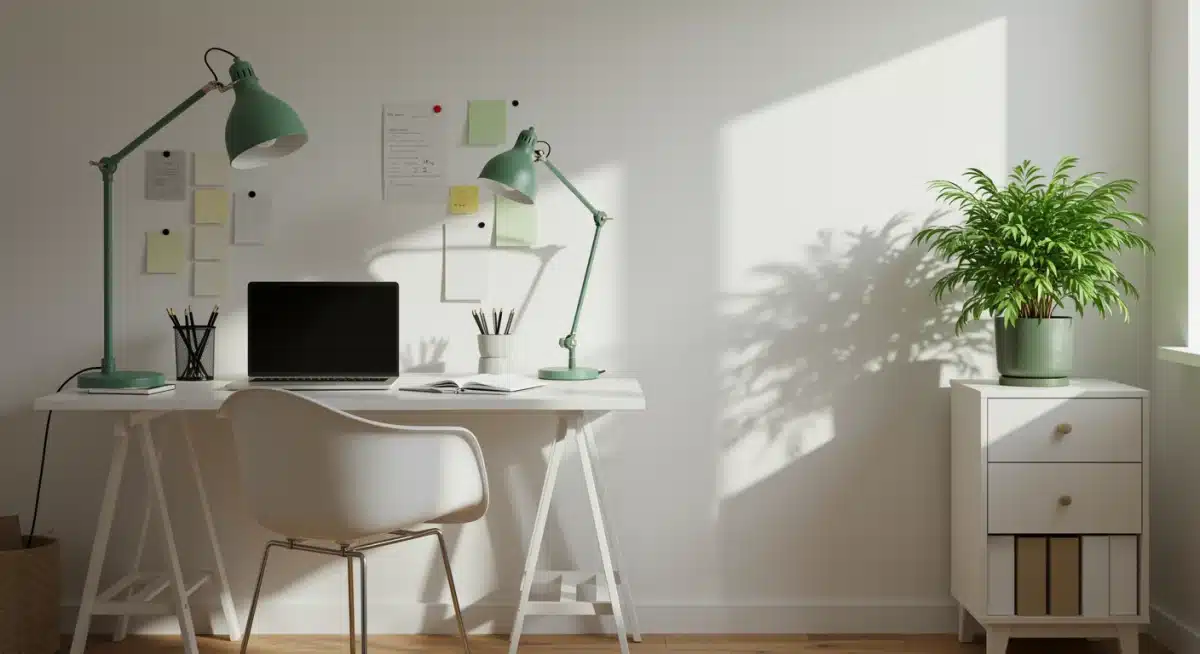 Clean and organized home office promoting digital wellness