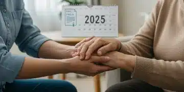 Caregiver supporting elderly family member with FMLA leave calendar 2025