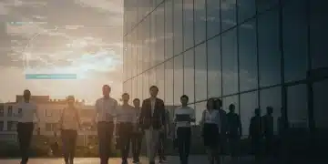 Happy employees leaving work after a 4-day workweek