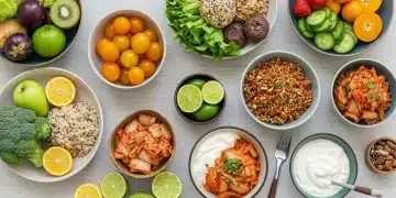 Colorful healthy meal for gut health and mood