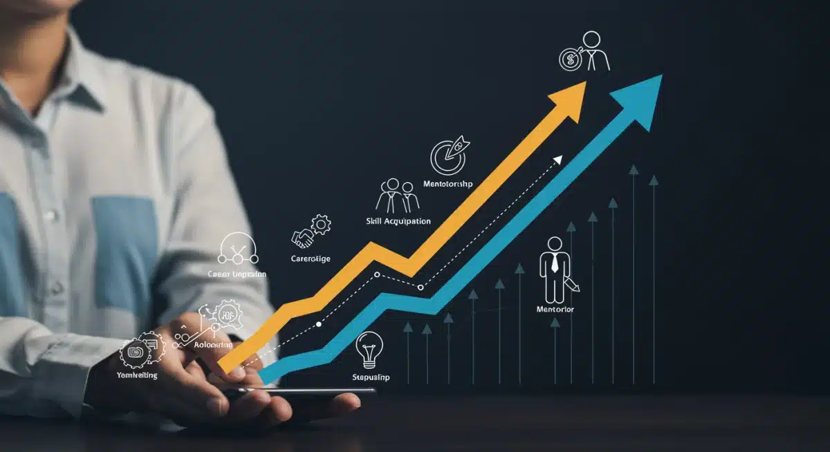 Infographic illustrating career growth and development opportunities within an organization.
