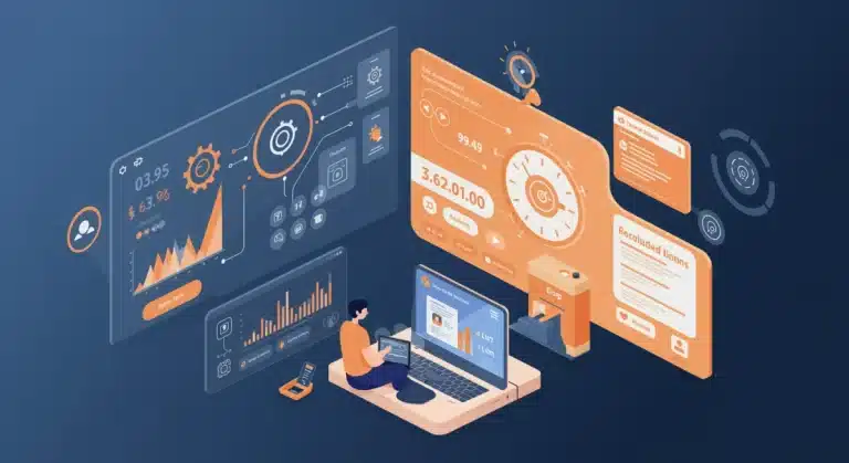 Futuristic dashboard showcasing automated tasks and reclaimed personal time