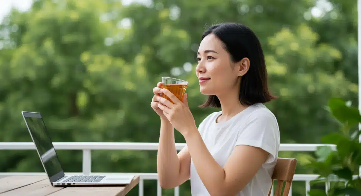 Working parent taking intentional break for self-care