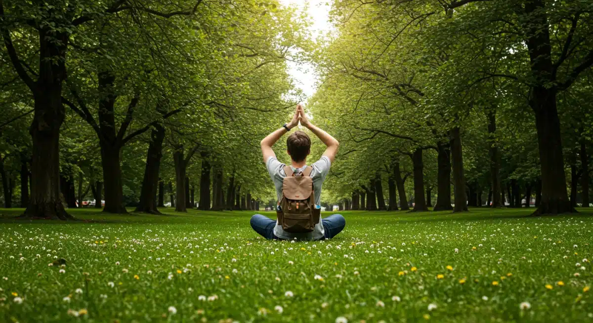 Individual enjoying outdoor relaxation for mental well-being and work-life separation