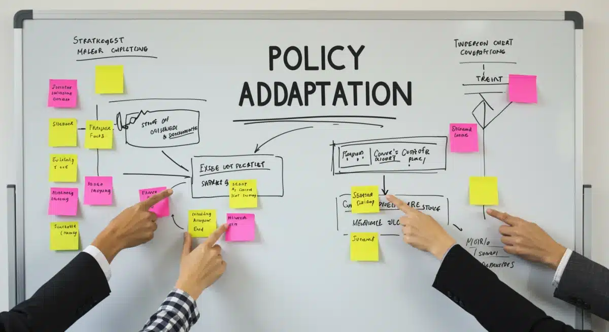 Business team strategizing for new policy adaptation in 2026