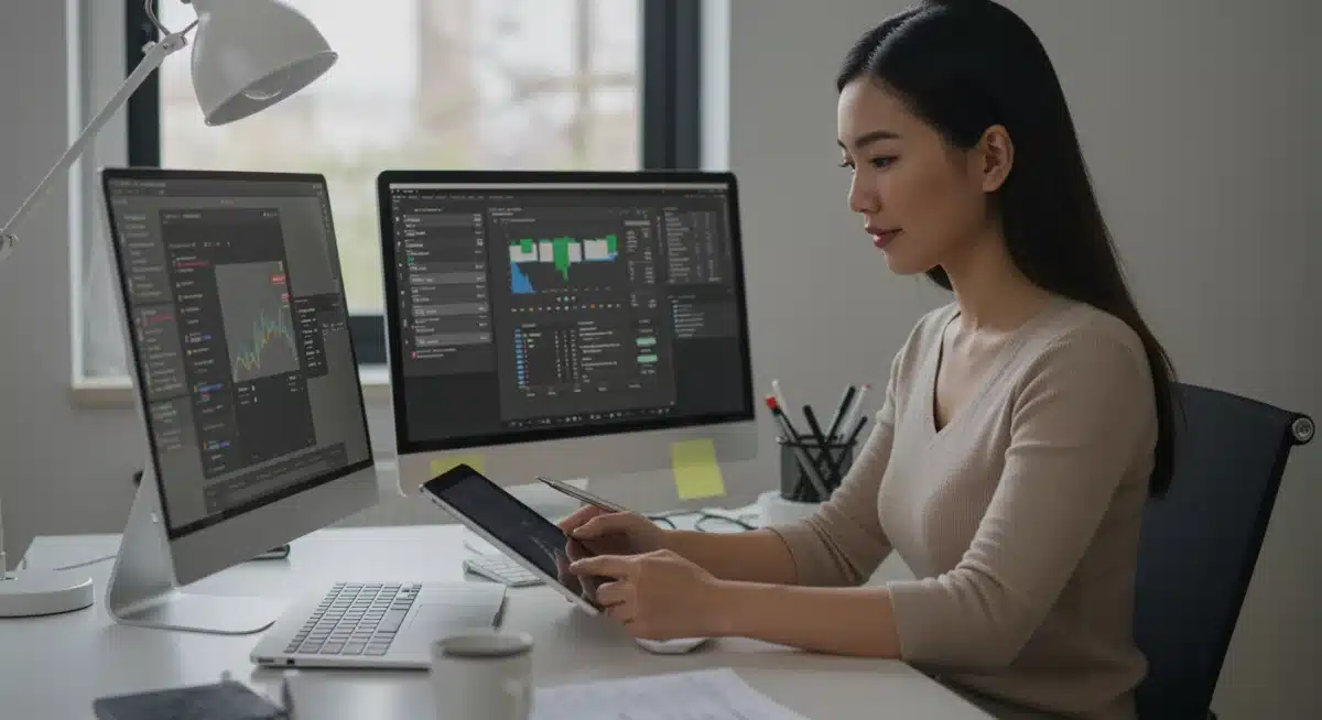 Person utilizing smart technology for efficient task management and time optimization