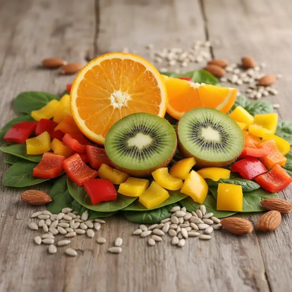 Assortment of immune-boosting fruits and vegetables