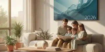 Mindful family enjoying peaceful moments together in a modern home, symbolizing effective mindful parenting strategies.