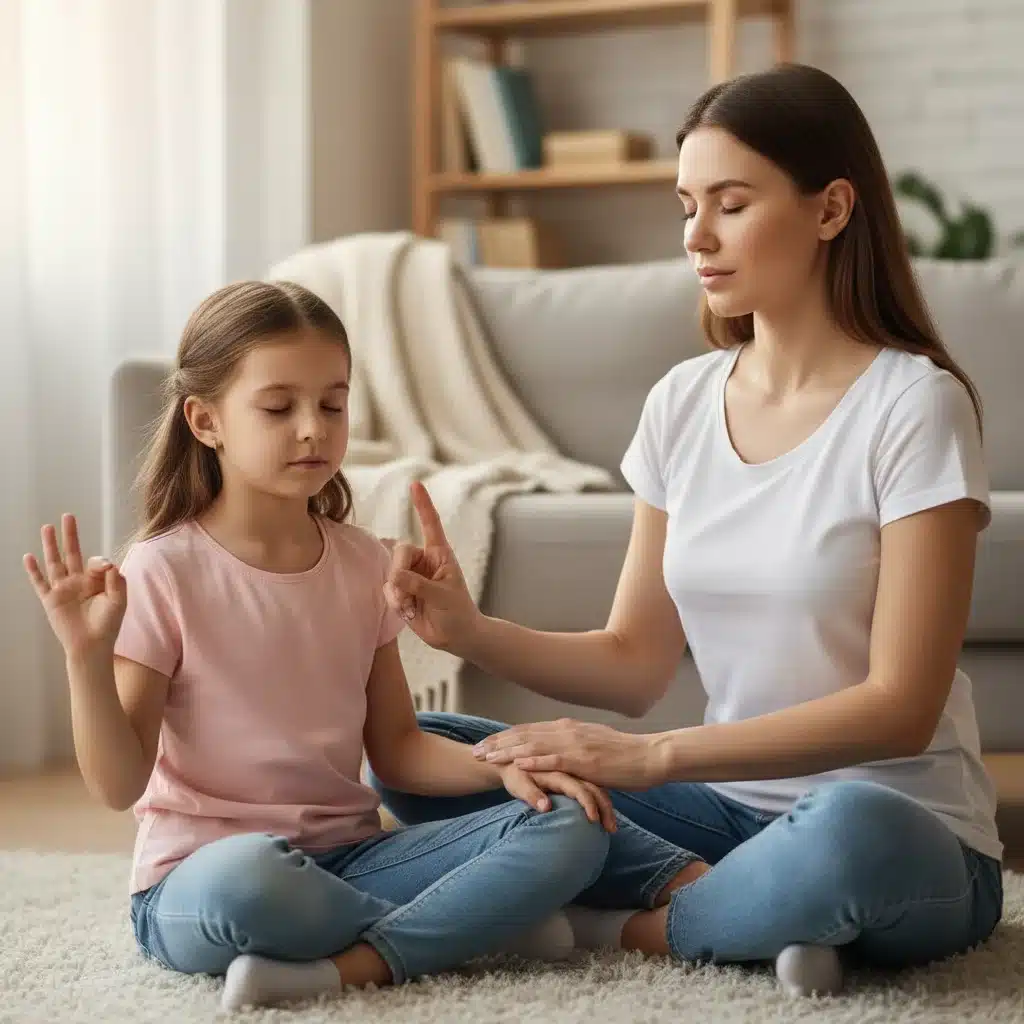 Mother and child practicing 4-7-8 breathing technique