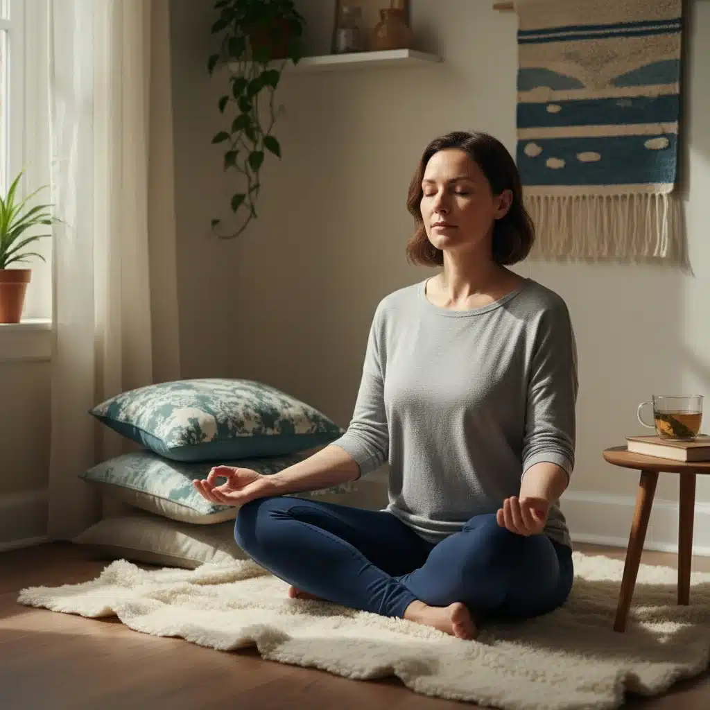 Caregiver meditating for stress reduction before sleep