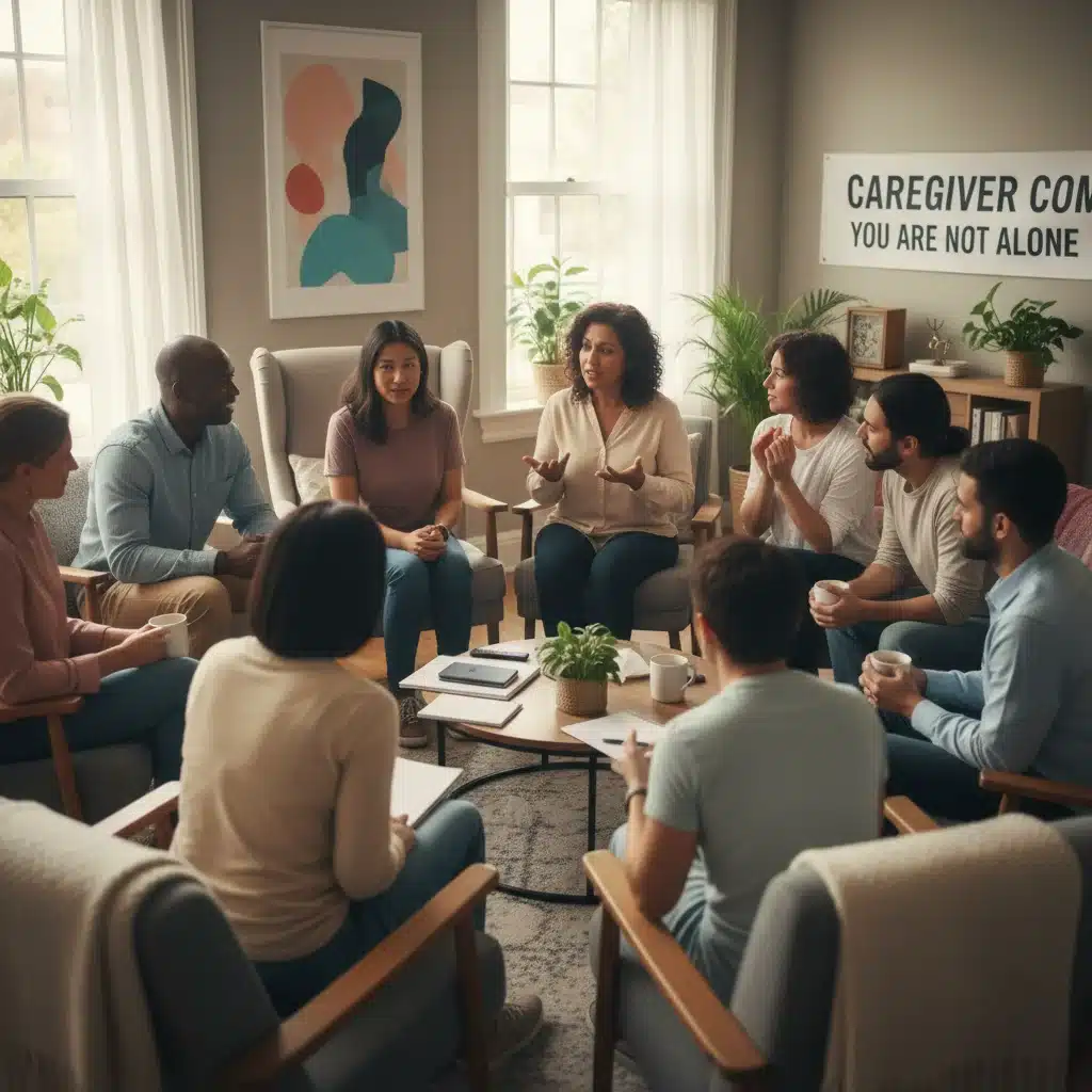 Caregivers participating in a support group, sharing experiences