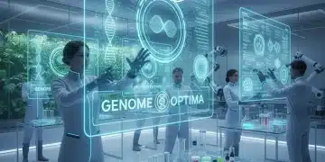 Futuristic lab with scientists analyzing biohacking data for peak wellness