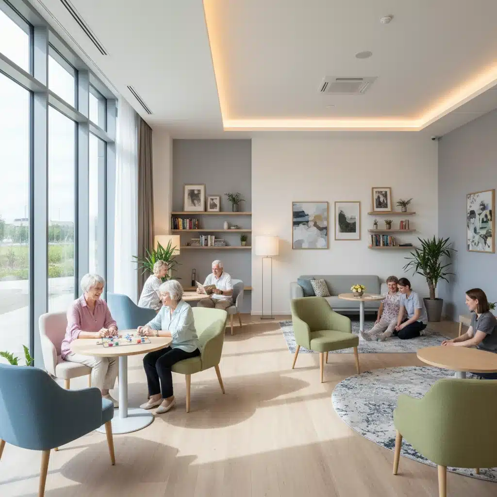 Interior of a modern respite care facility with comfortable seating