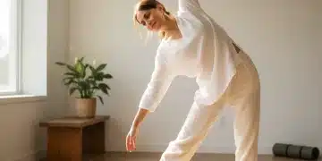 Caregiver engaging in mindful movement to reduce stress