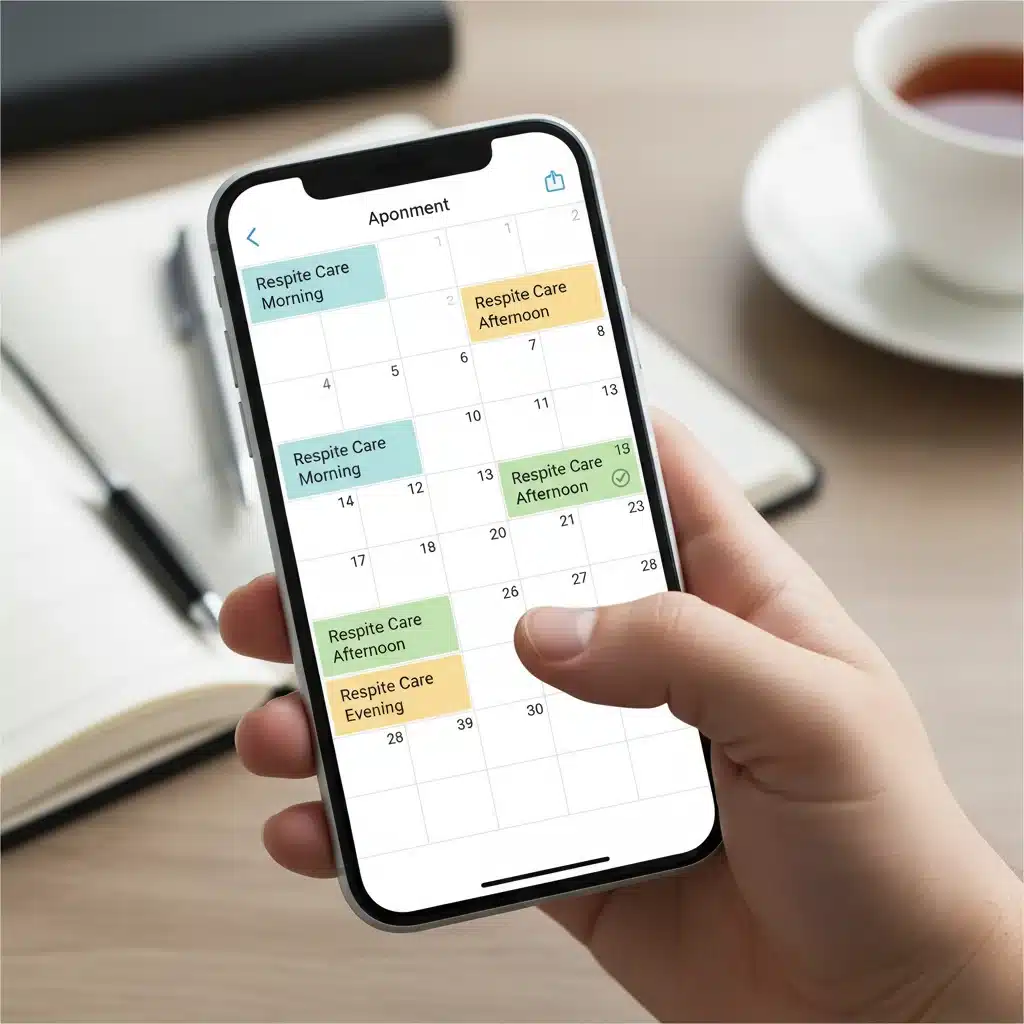 Digital calendar showing planned respite care appointments for effective scheduling.
