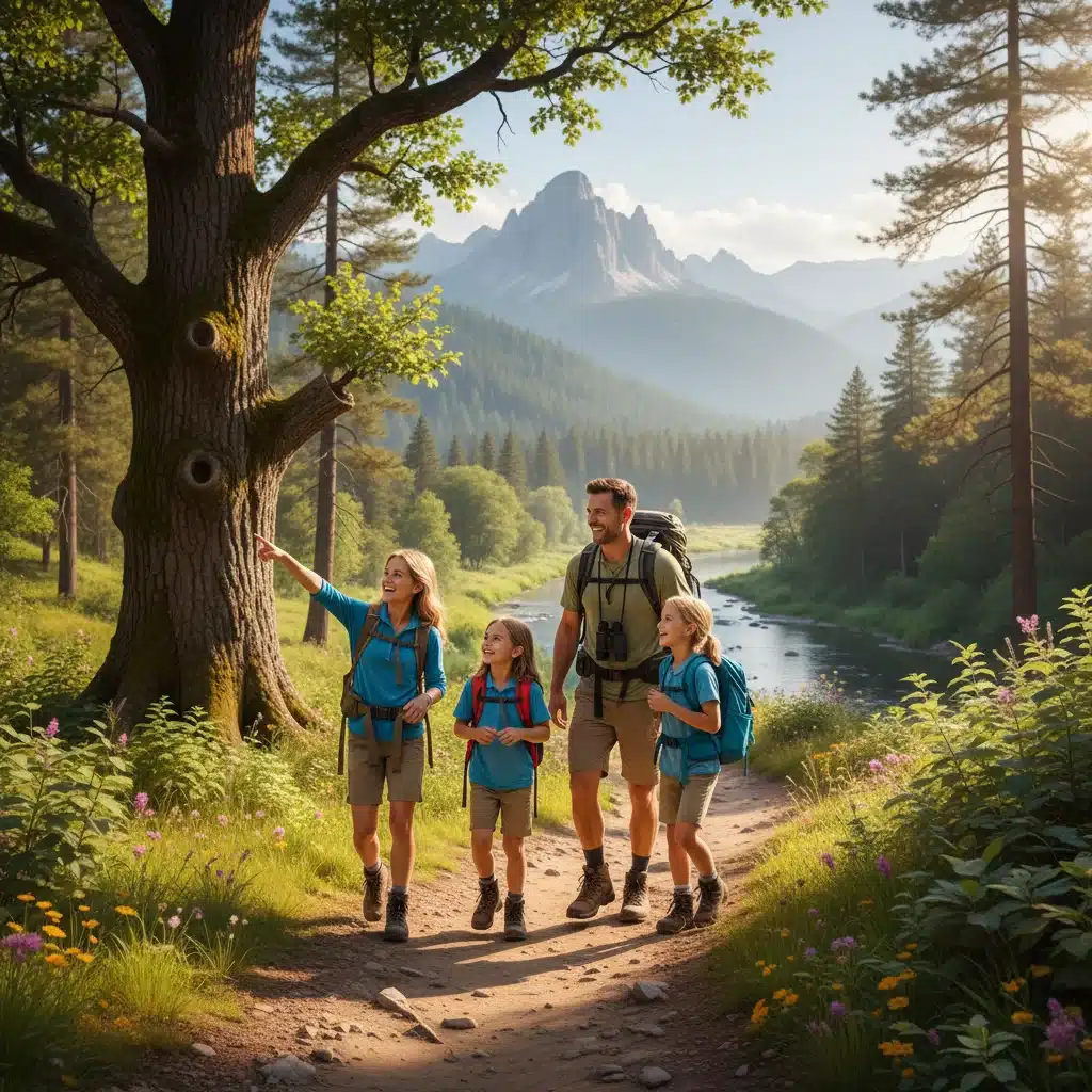 Family hiking in nature enjoying quality time