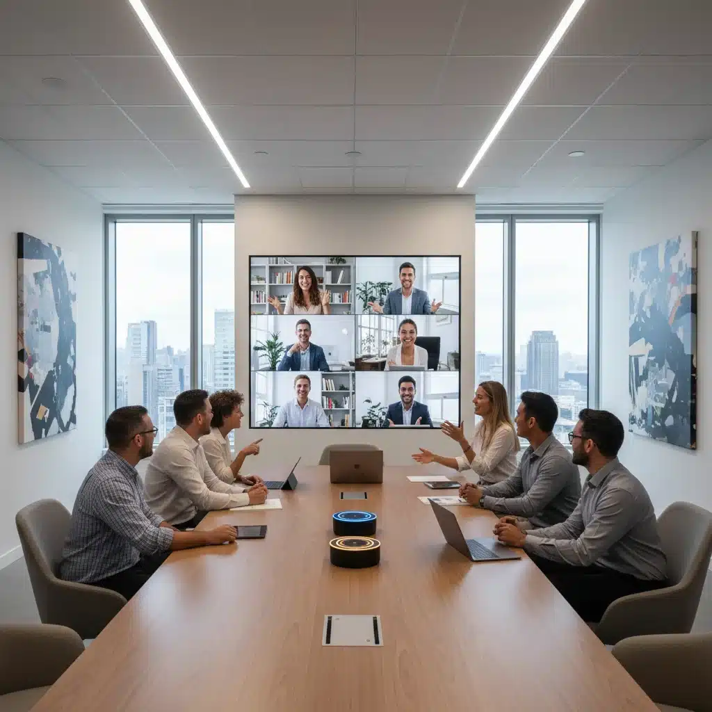Diverse team collaborating effectively in a hybrid work environment
