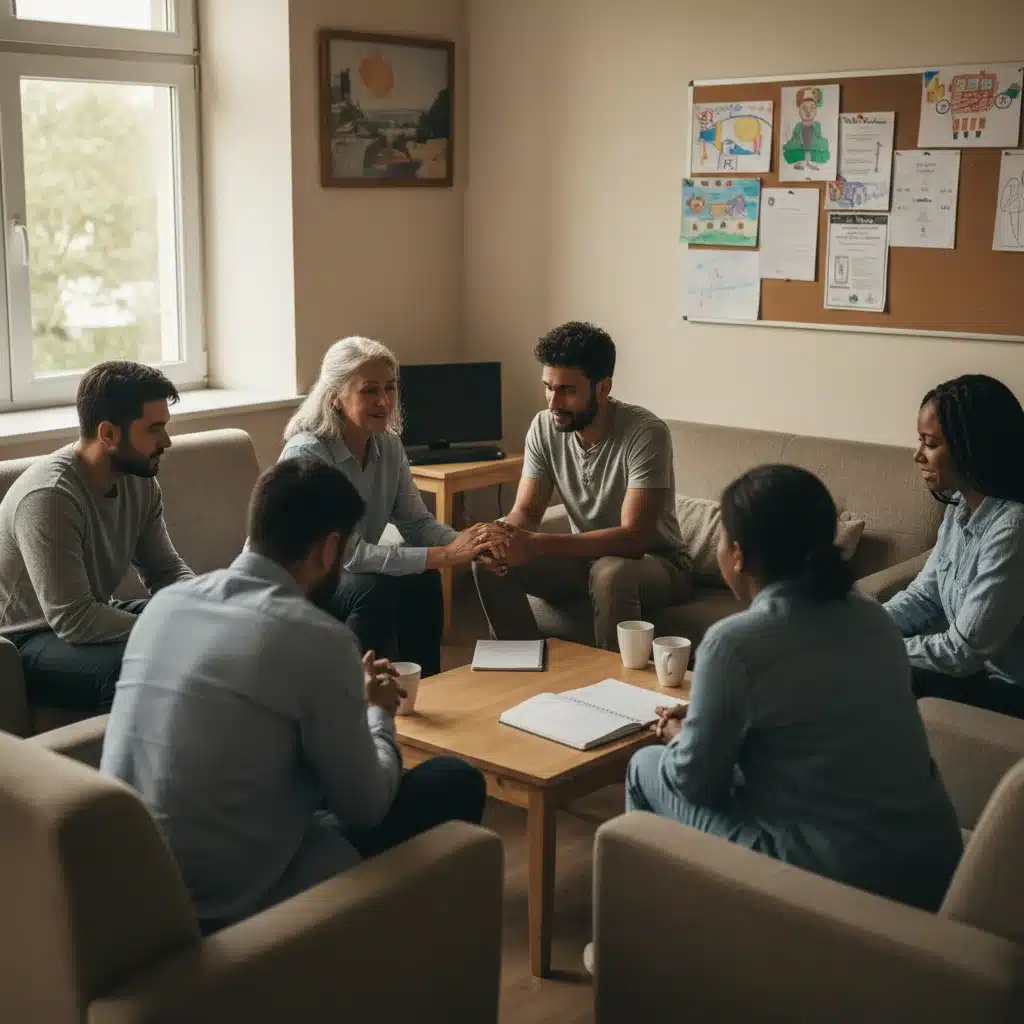 Group of caregivers sharing experiences in an in-person support meeting.