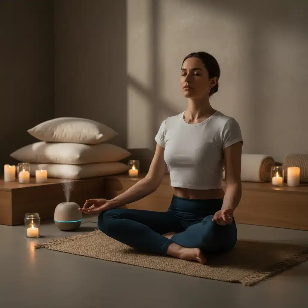 Person practicing gentle meditation or yoga for sleep preparation