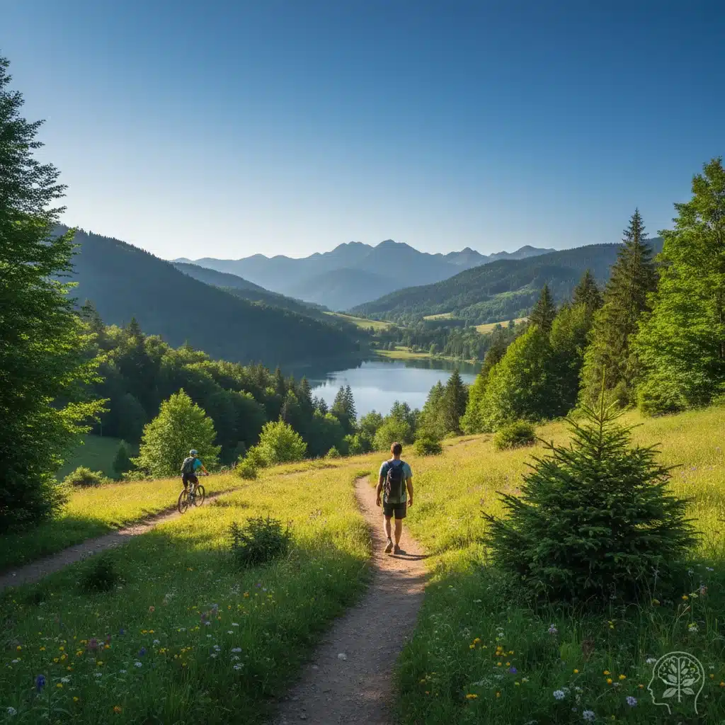 Person enjoying outdoor leisure activity for mental well-being