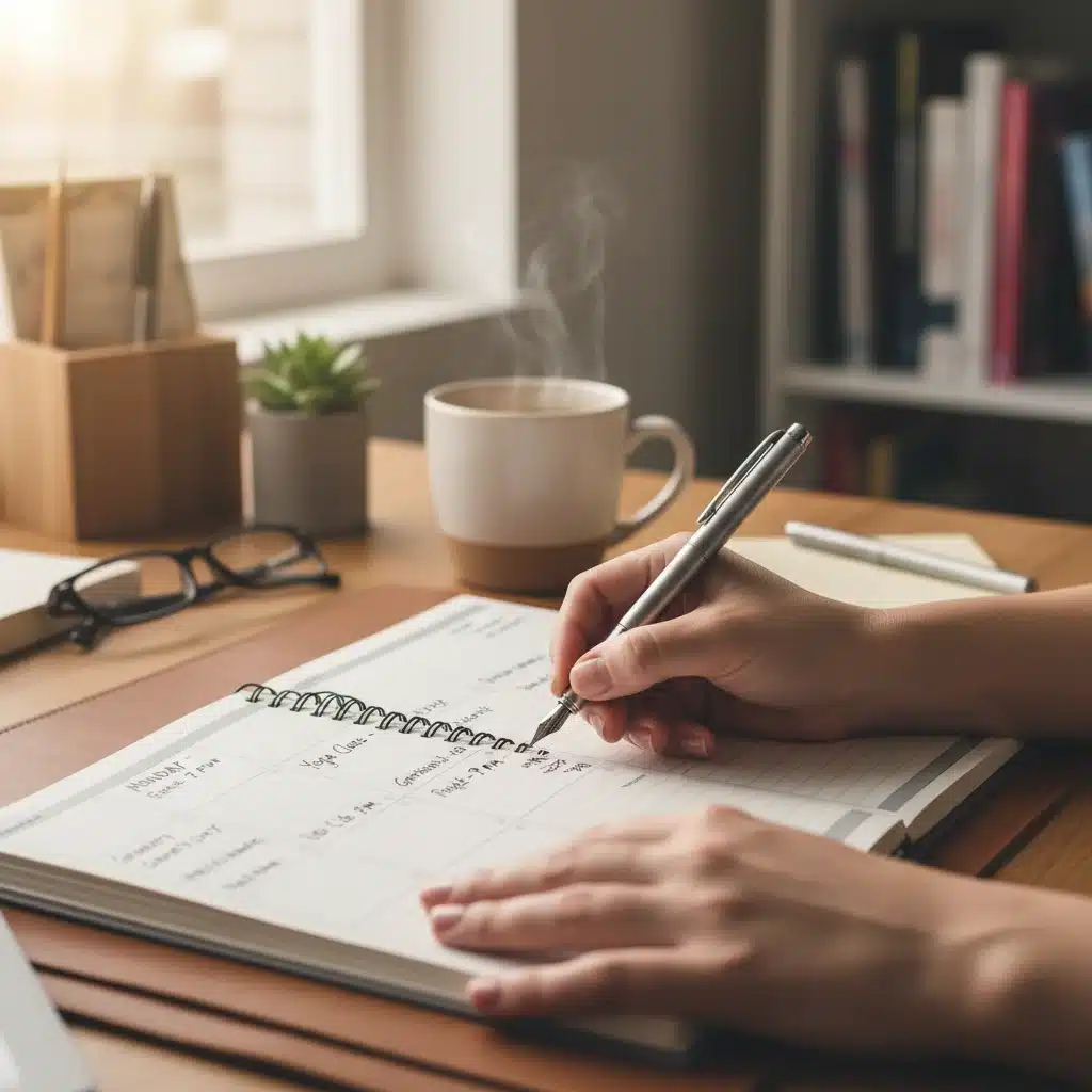 Person scheduling personal time and space in a planner