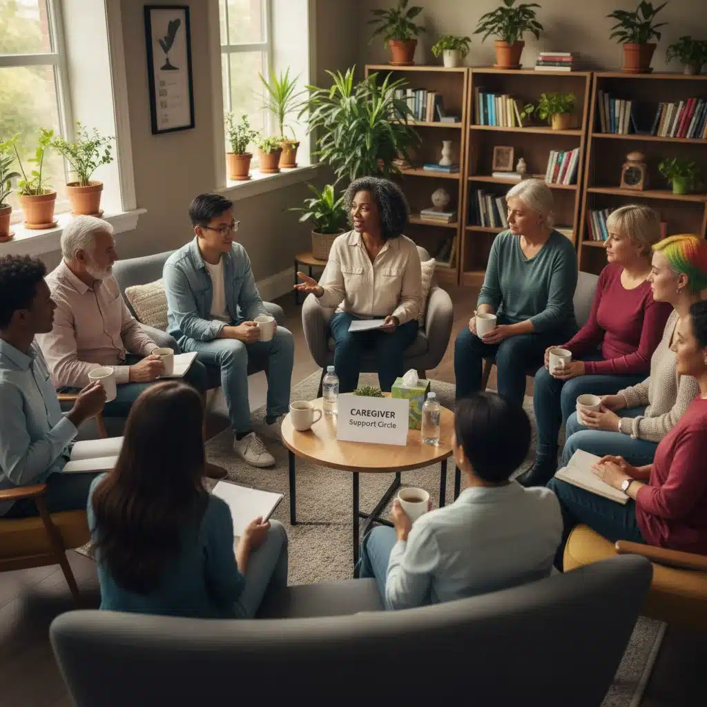 Diverse caregivers in a support group sharing experiences and finding community