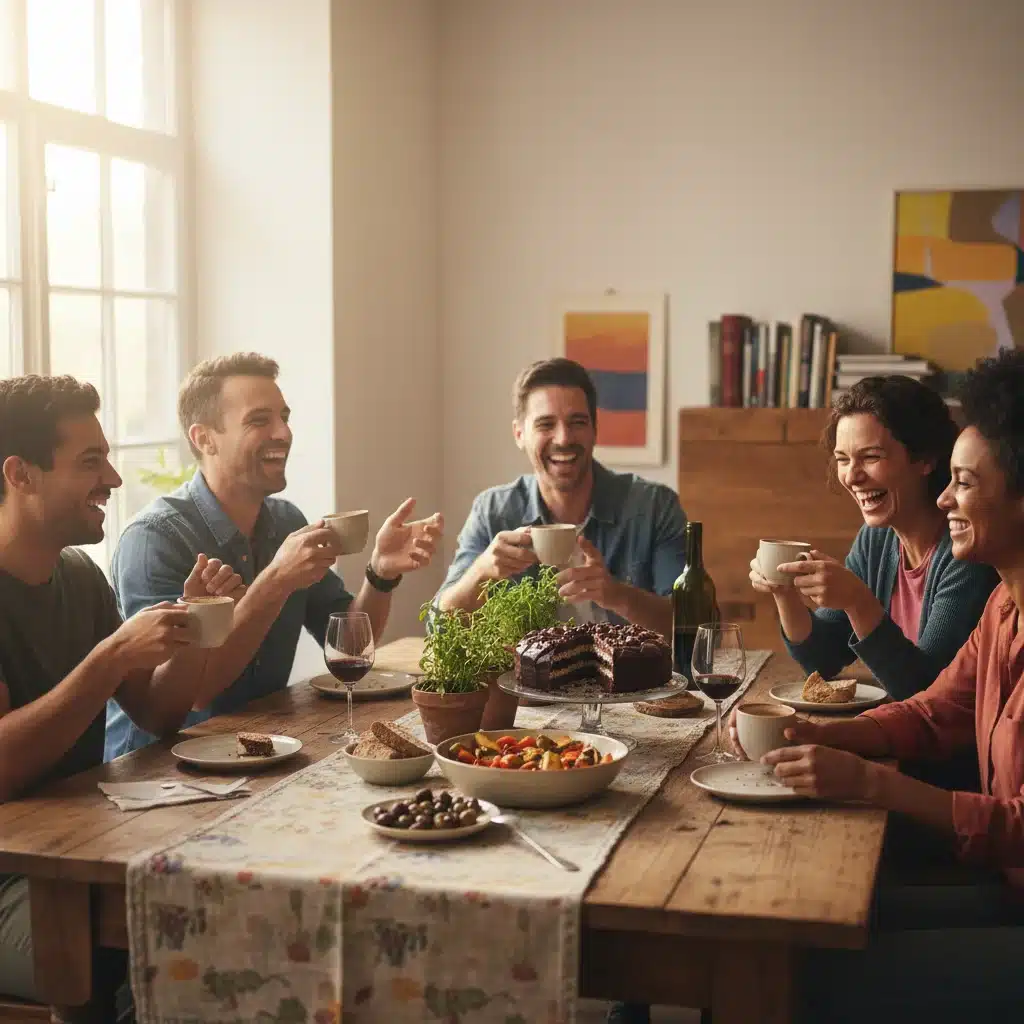 Diverse group of friends sharing stories, practicing gratitude through connection