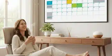 Organized 2026 calendar with reclaimed personal time blocks and a relaxed person.
