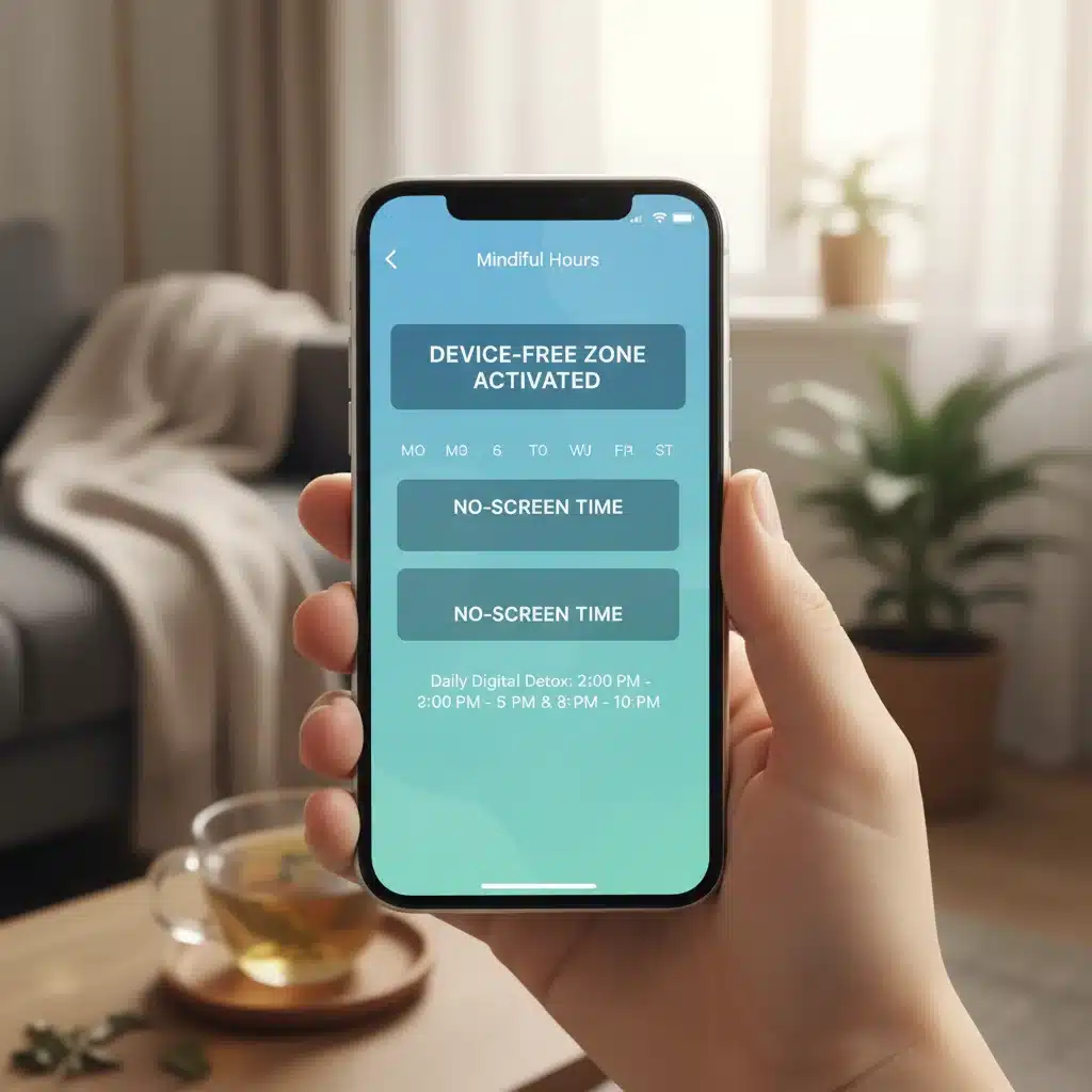 Smartphone displaying a digital detox schedule and time management app