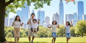 Happy family enjoying leisure time outdoors, illustrating the benefits of a 4-day workweek on family well-being.