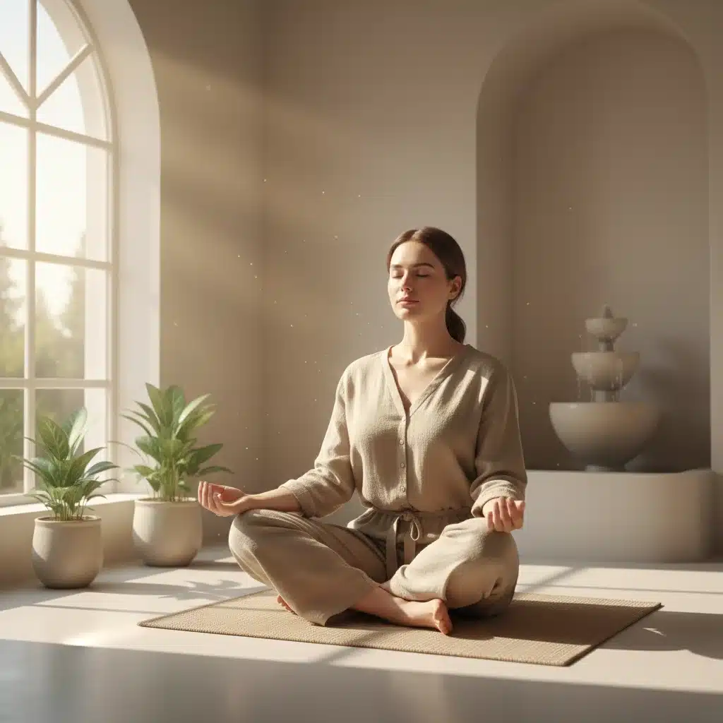 Person meditating to reduce stress and practice mindfulness for caregiver well-being.